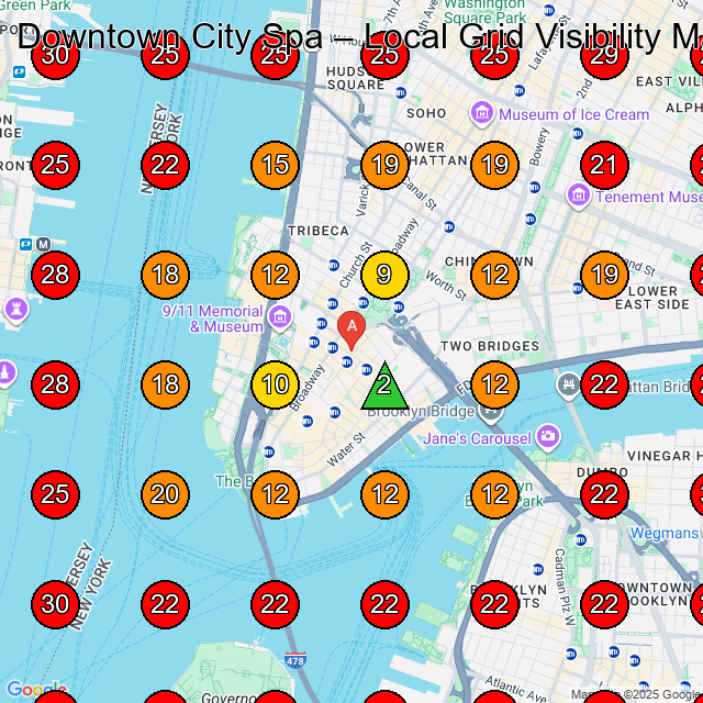 Downtown City Spa GeoGrid visibility map for Medical Spa in New York